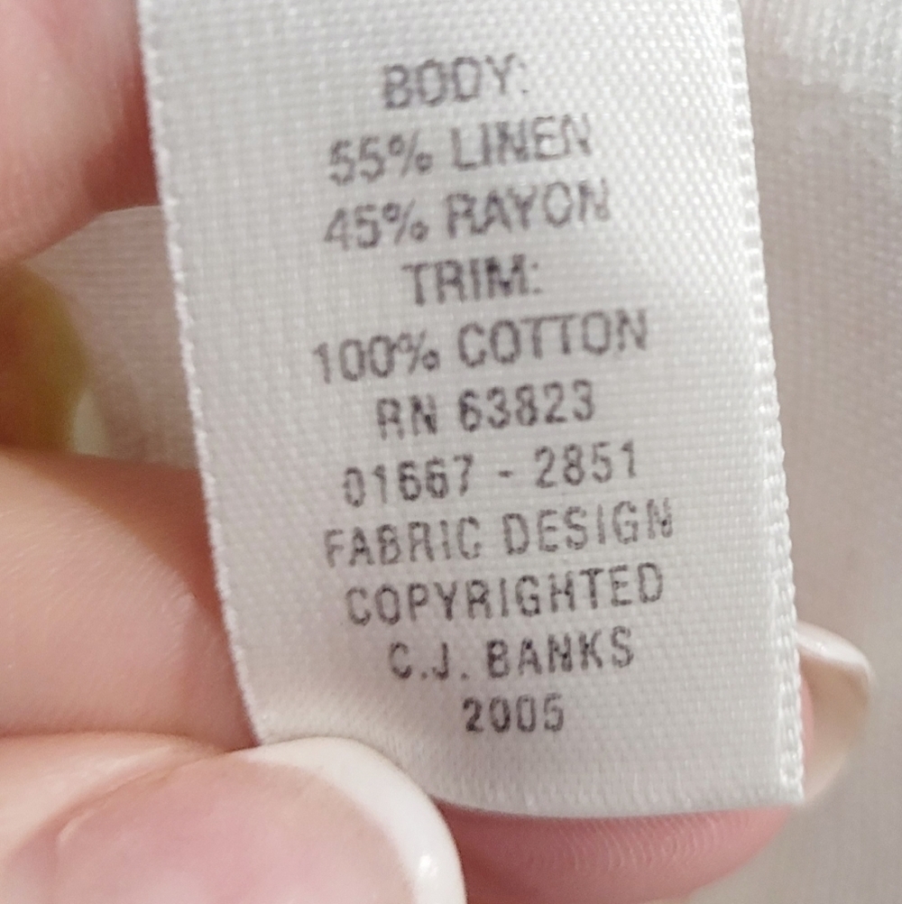 CJ Banks Vintage Women's Size 1X Linen Blend Button Front Shirt Floral Patchwork - Picture 12 of 13